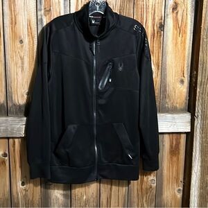 Spyder Active mens jacket pockets black red long sleeve Medium